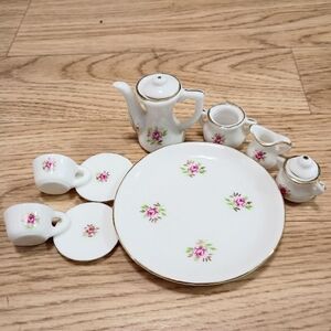 Miniature Pink Floral Tea Set
